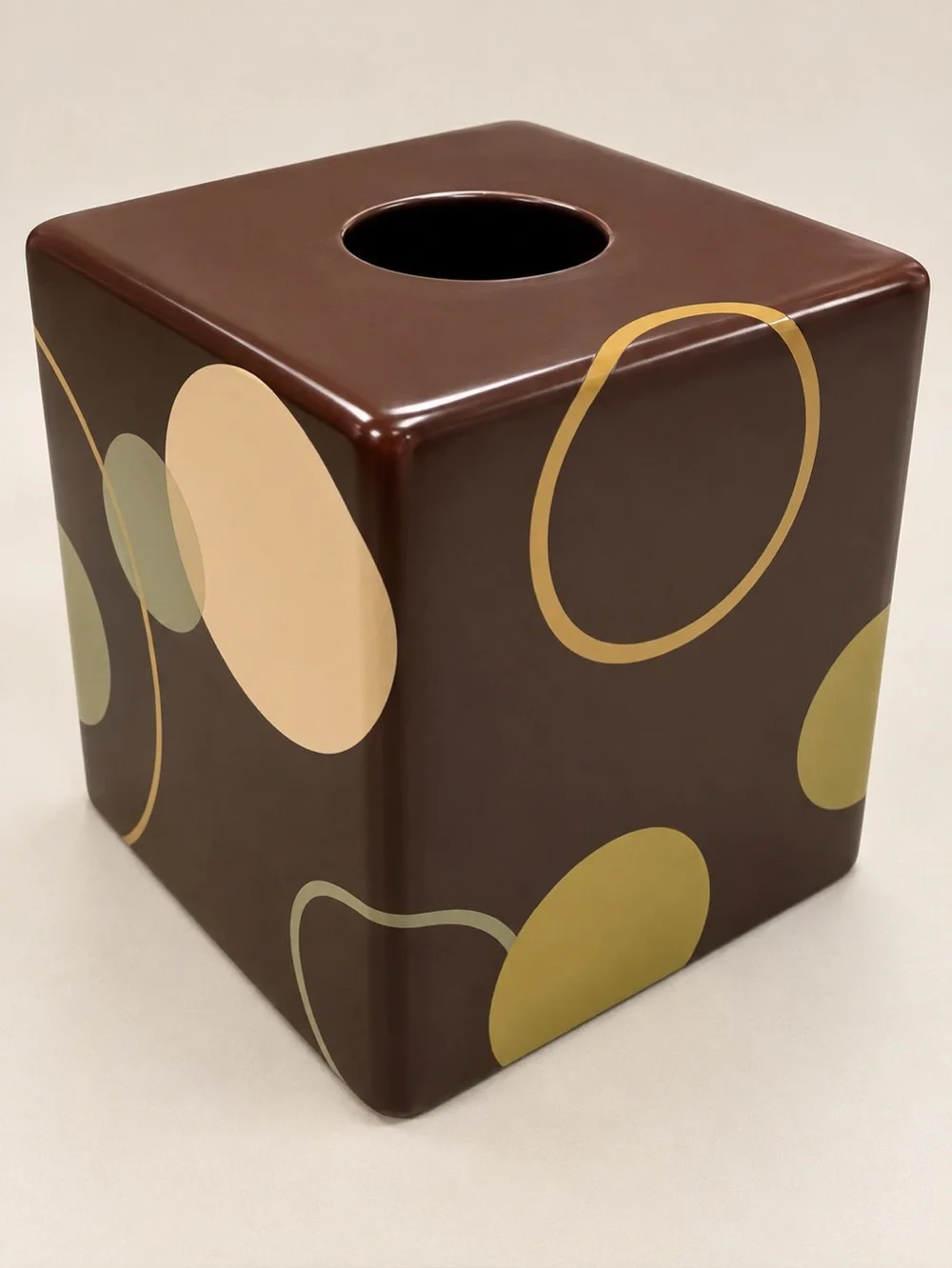 Boutique Tissue Box Cover Re-Mix Brown Abstract Modern Deco